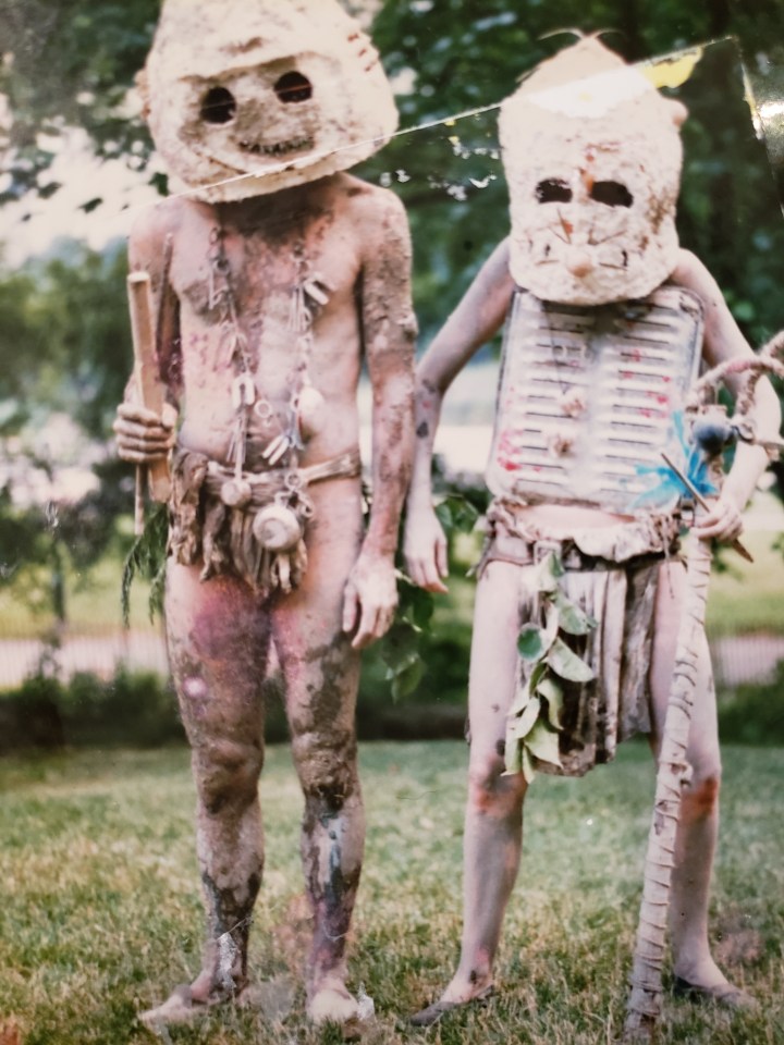 Denver Mudman performance, Greg and me, Central Park, NYC